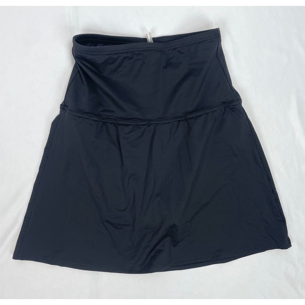 Lands' End High Waist Swim Skirt Women Size 4 Solid Black Bottom  Suit